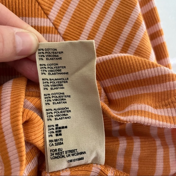 Free People Sunday Afternoon Copper Striped Cutout Back Long Sleeve Top - Picture 4 of 7